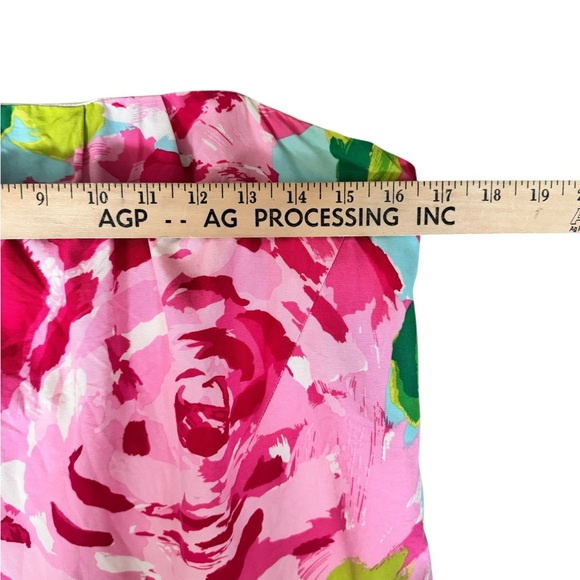 Lilly Pulitzer Strapless Pink Rose Floral Silk Cotton Dress 10 T26 - Picture 3 of 10